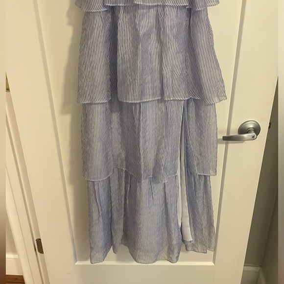 Amanda Uprichard Ruffled Thaddea Gown in Blue and White stripes - Picture 8 of 10